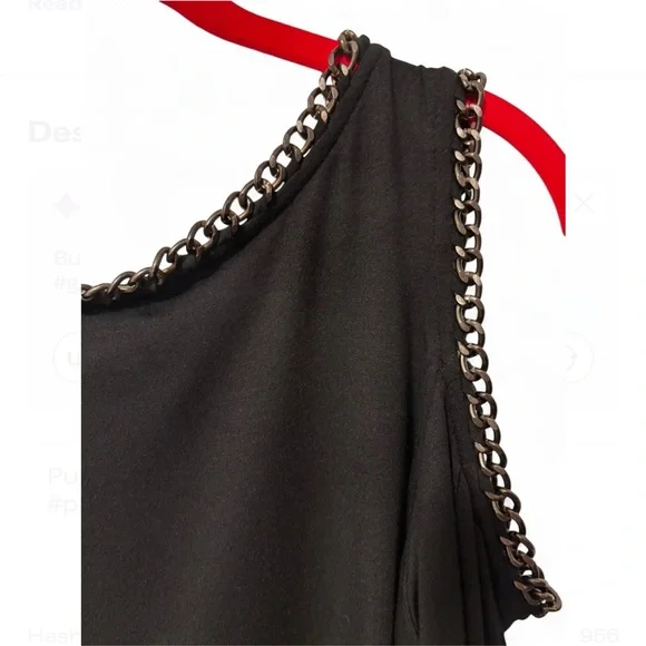Bailey 44 | NWOT | Black Cold Shoulder Chain Detail Top | L - Picture 4 of 9